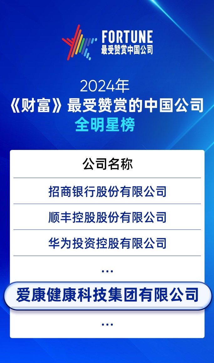 1xbet体育APP健康医疗服务行业唯一爱康荣登财富“最受赞赏的50家中国公司”